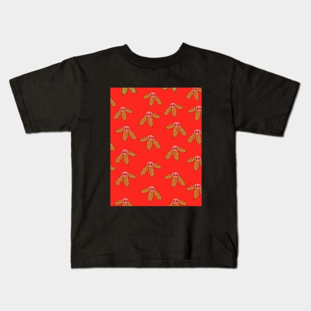 Skull holly pattern Kids T-Shirt by Biomek